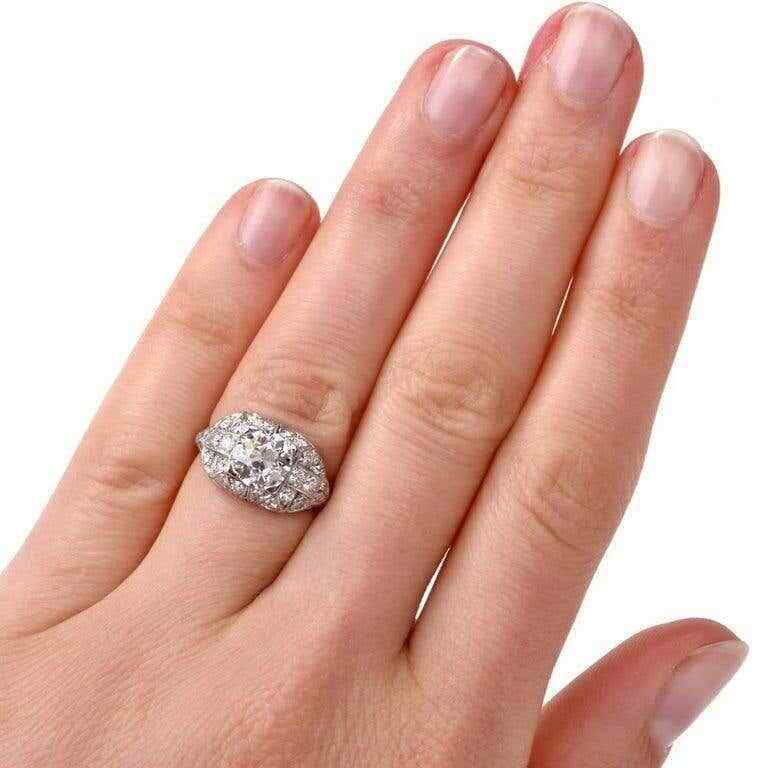 Antique Art Deco Filigree Design Cubic Zirconia and 935 Silver Engagement Ring