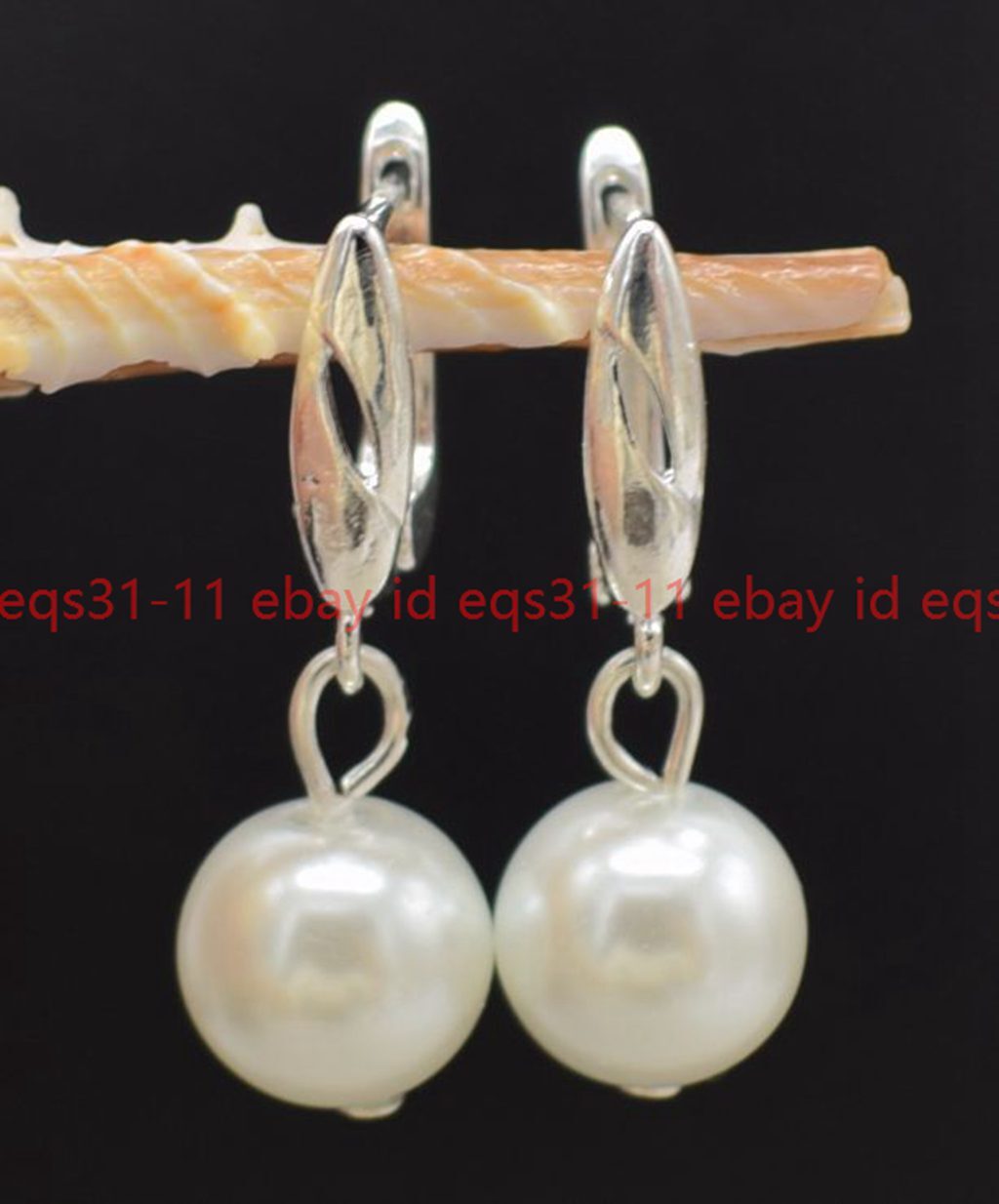 Beautiful Pretty 12mm White Shell Pearl Classic Round Beads Leveback Earrings