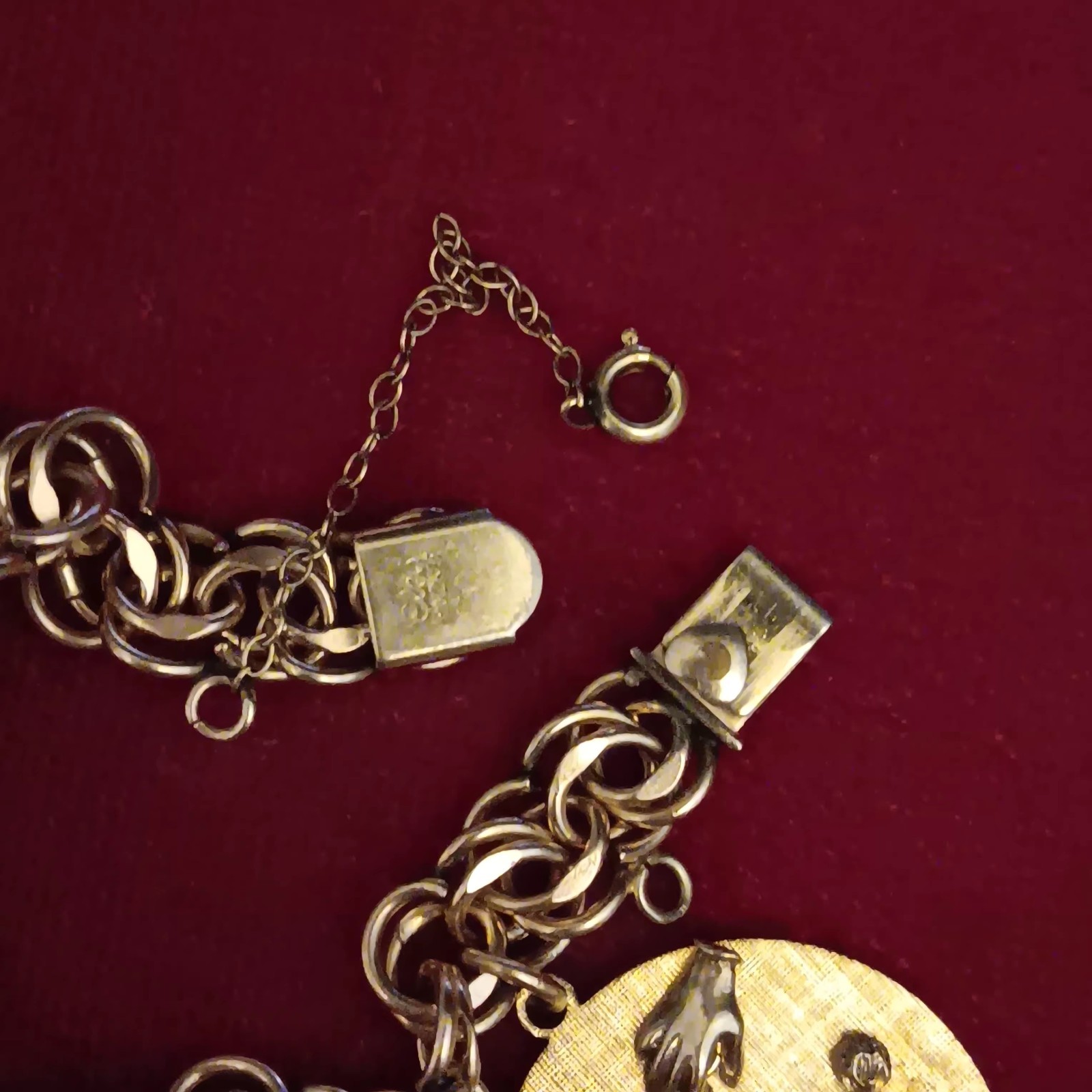 Vtg 1960s Elco 1/20 12kt Gold Filled Charm Bracelet 45g Poodle Wedding Birthday