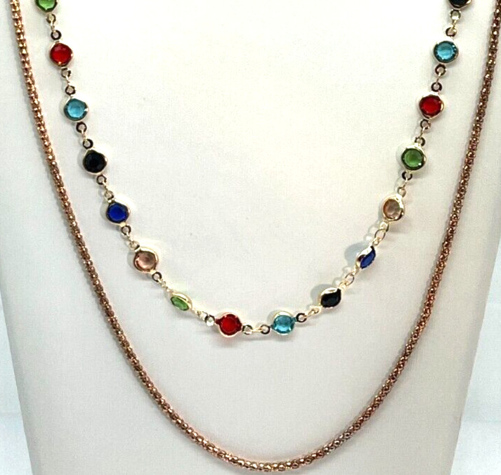 Necklaces 2. A 28″ Multi-Color Crystal, +32″ Rose Gold Chain 4 Different Looks