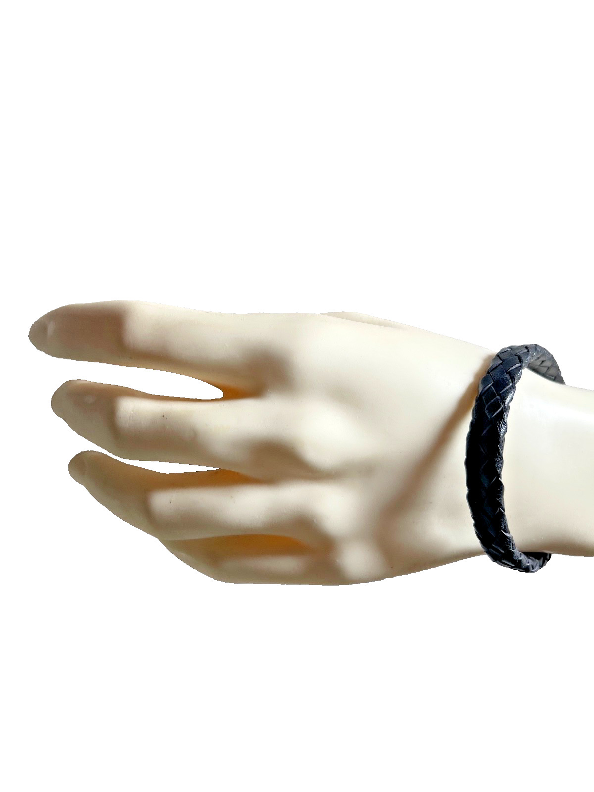 Western Mens Bracelet 9 x 3/8 in Flat Braid Leather Knot Cowboy Black