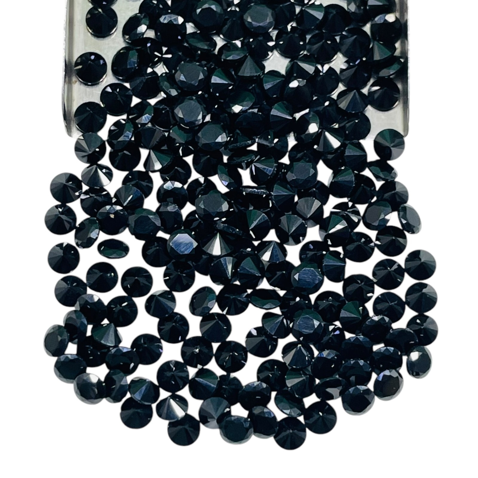 100 Pcs Natural Black Spinel 3mm Round Diamond Cut Calibrated Loose Gemstone Lot