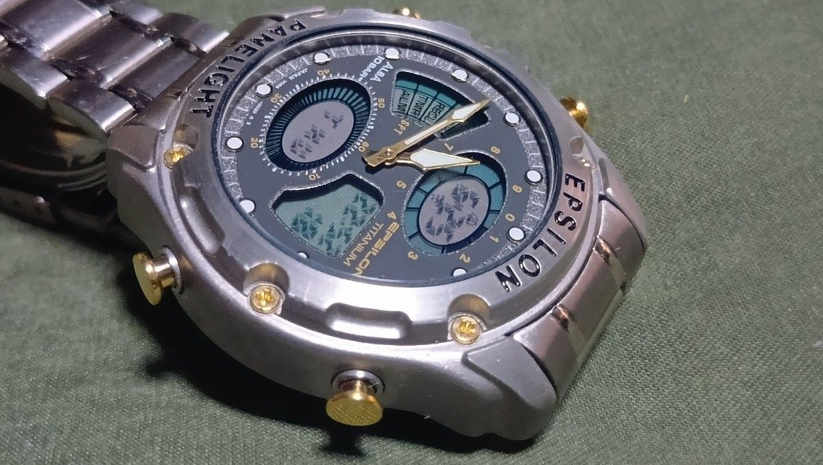 SEIKO ALBA EPSILON TITANIUM Panel Light Digital Analog Men’s Watch