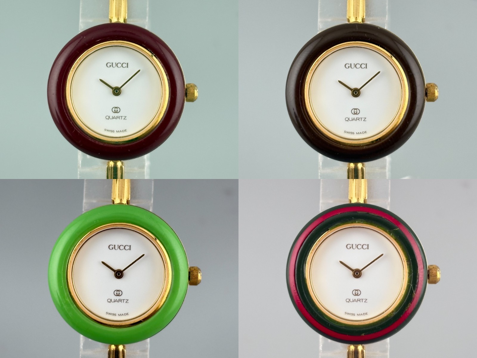 [Good] Gucci Change Bezel 1100-L Women Watch Gold White 11 Colors