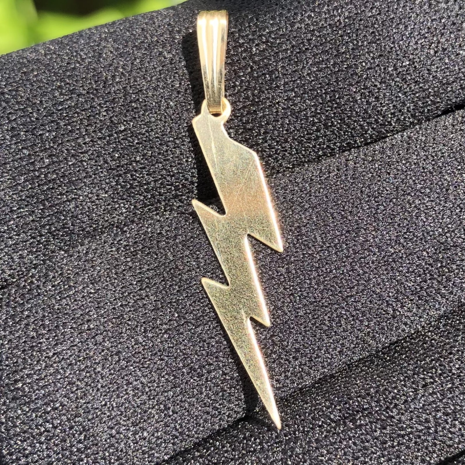 Real Genuine Solid 1/20 14K Yellow Gold Thunderbolt Pendant 1 1/2 In Lightning