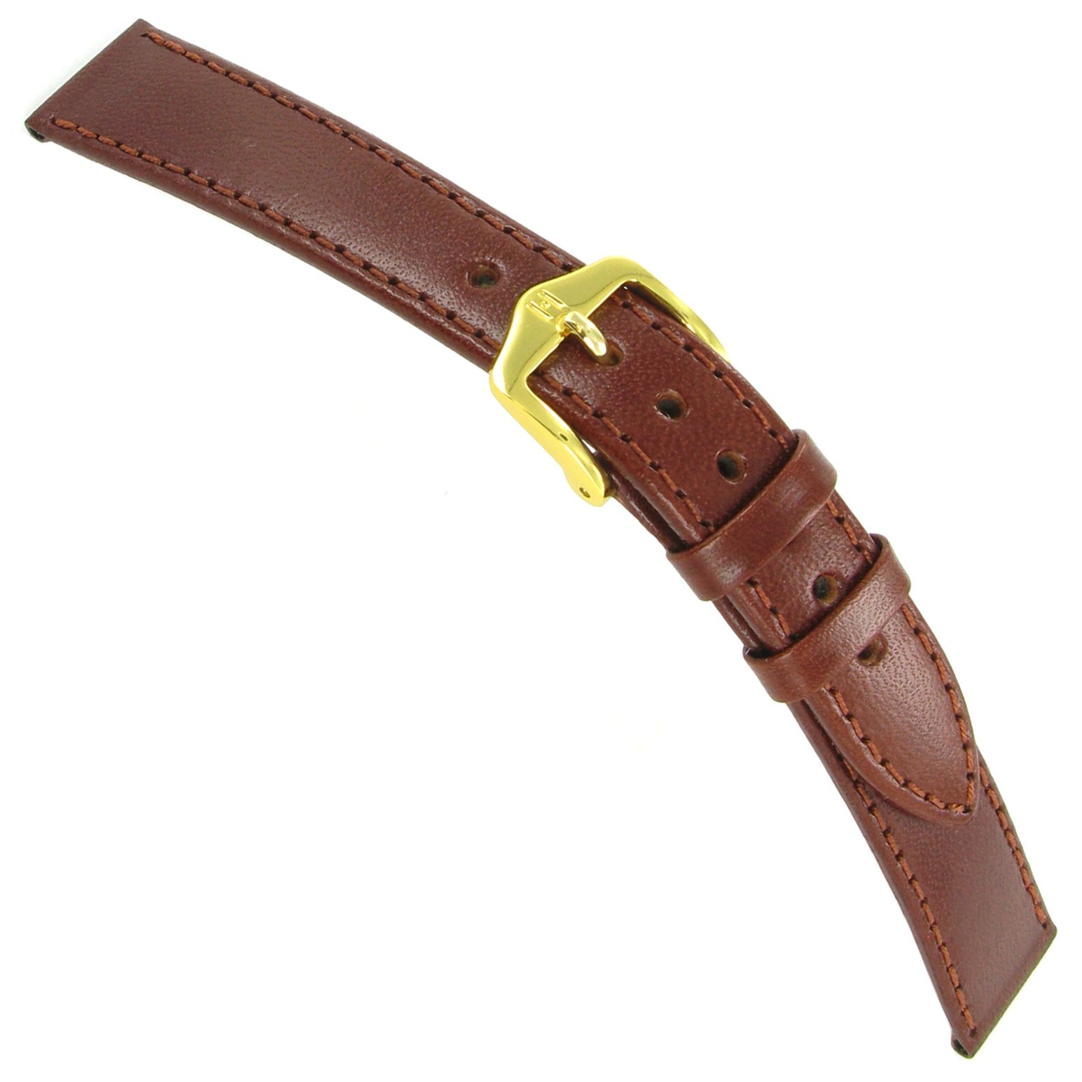 14mm Hirsch Honey Tan Genuine Leather Very Lightly Padded Stitched Watch Band