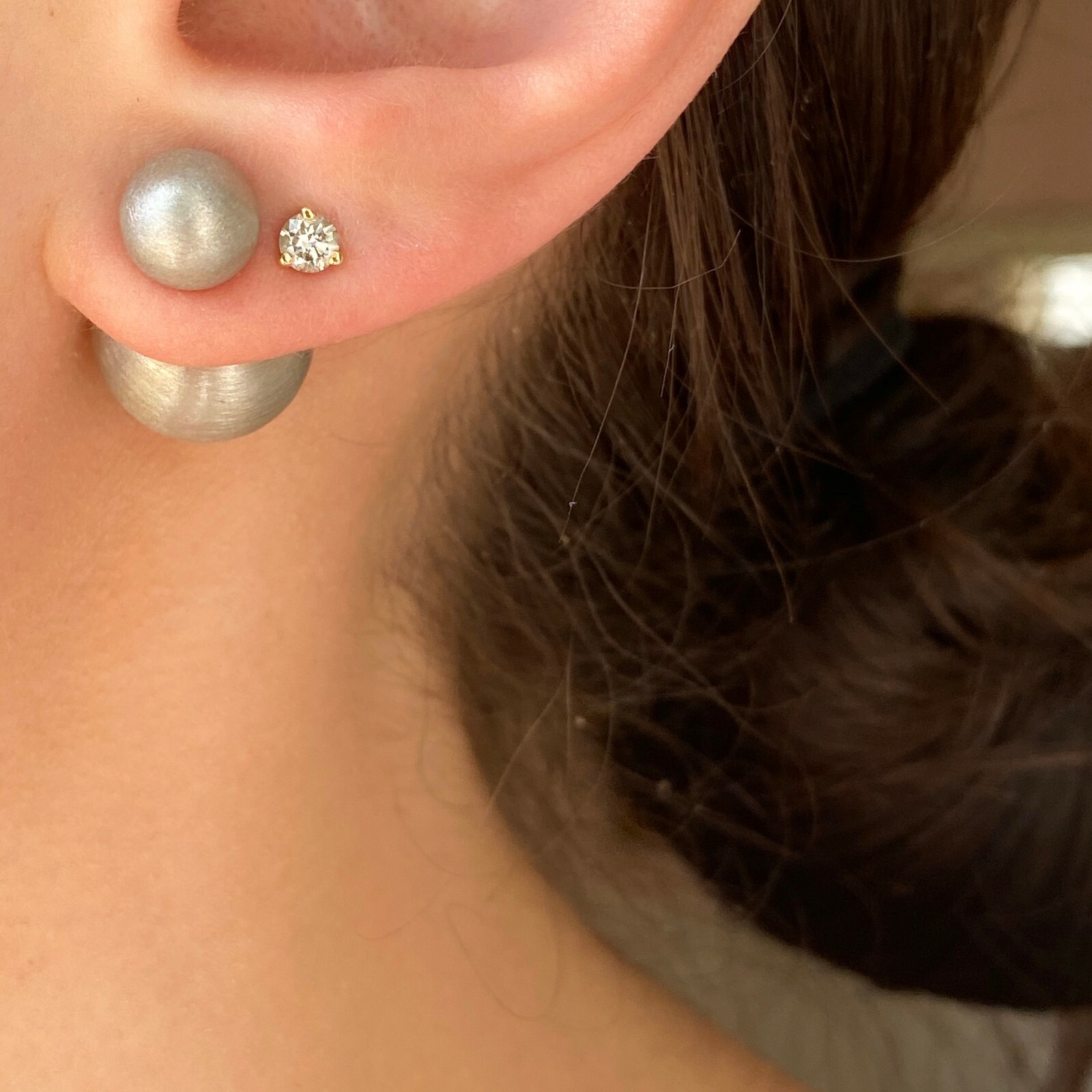 Sterling Silver Matte Satin Finish Double-Ended Ball Earrings 14 MM x 8 MM NEW