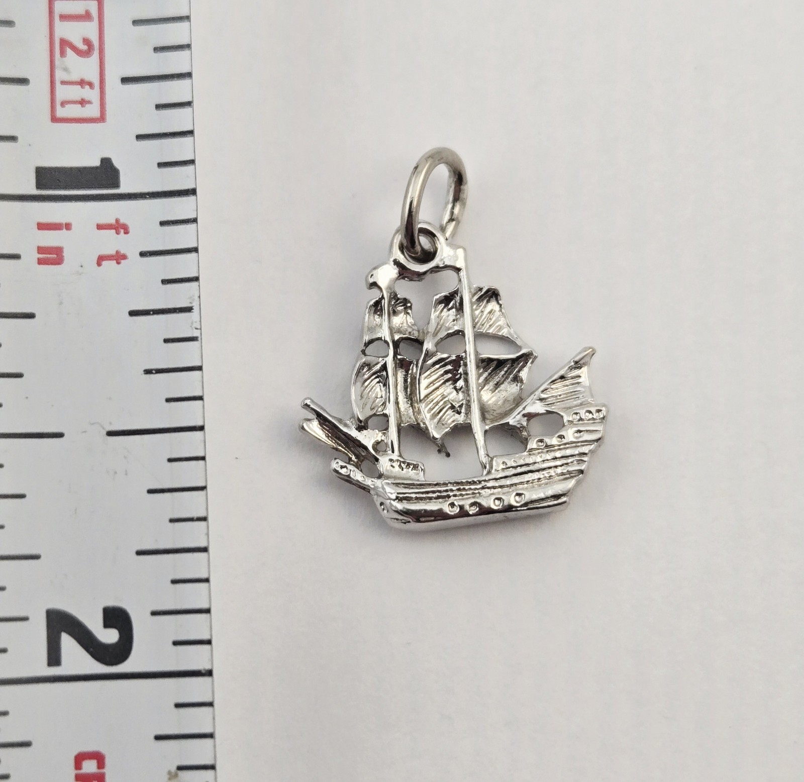 Vintage Sterling Silver Junk Ship Sailing Boat Charm Pendant 925 – 2.0g