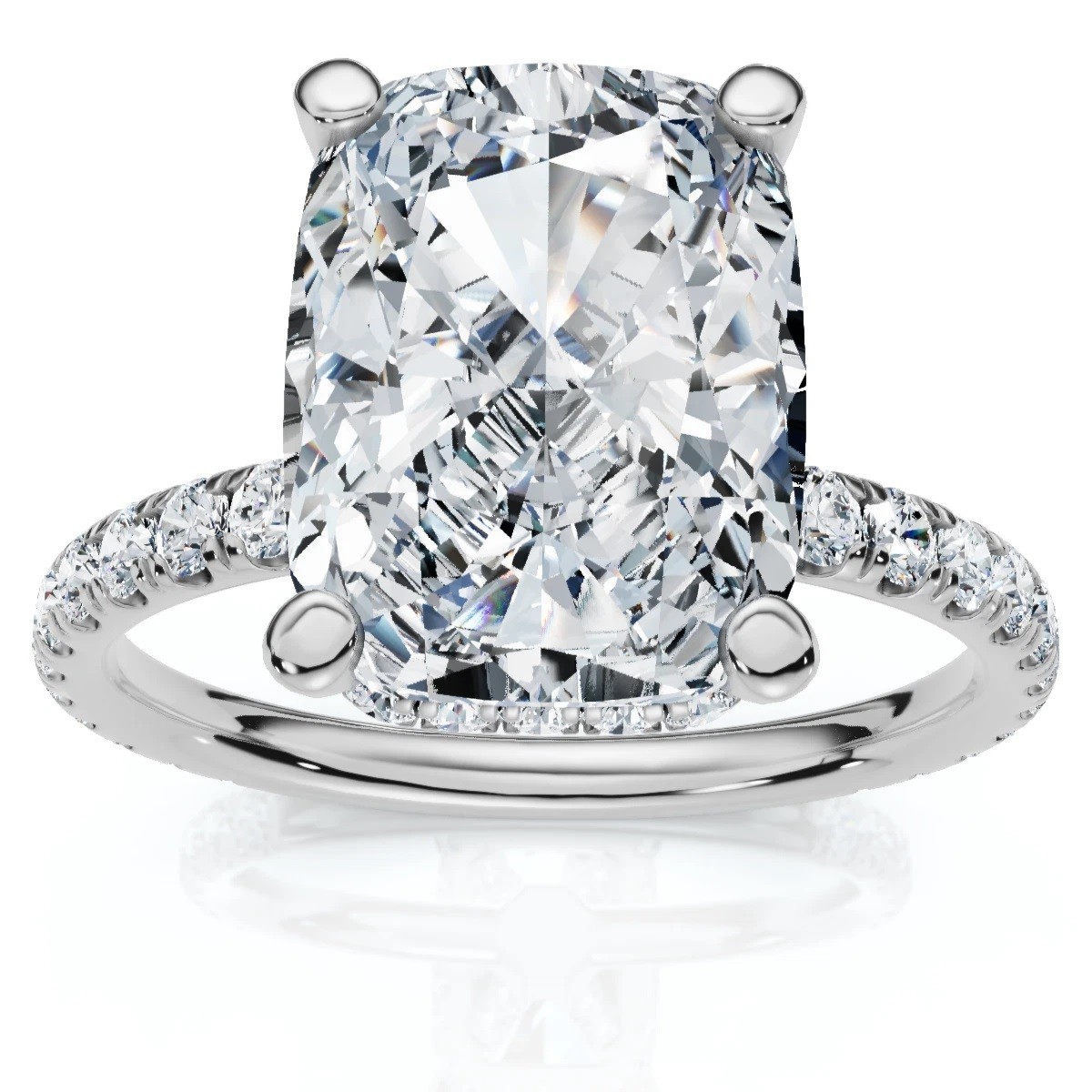 Lab Grown Cushion Cut Halo 2.80CT Diamond Ring for Women’s 14K White Gold