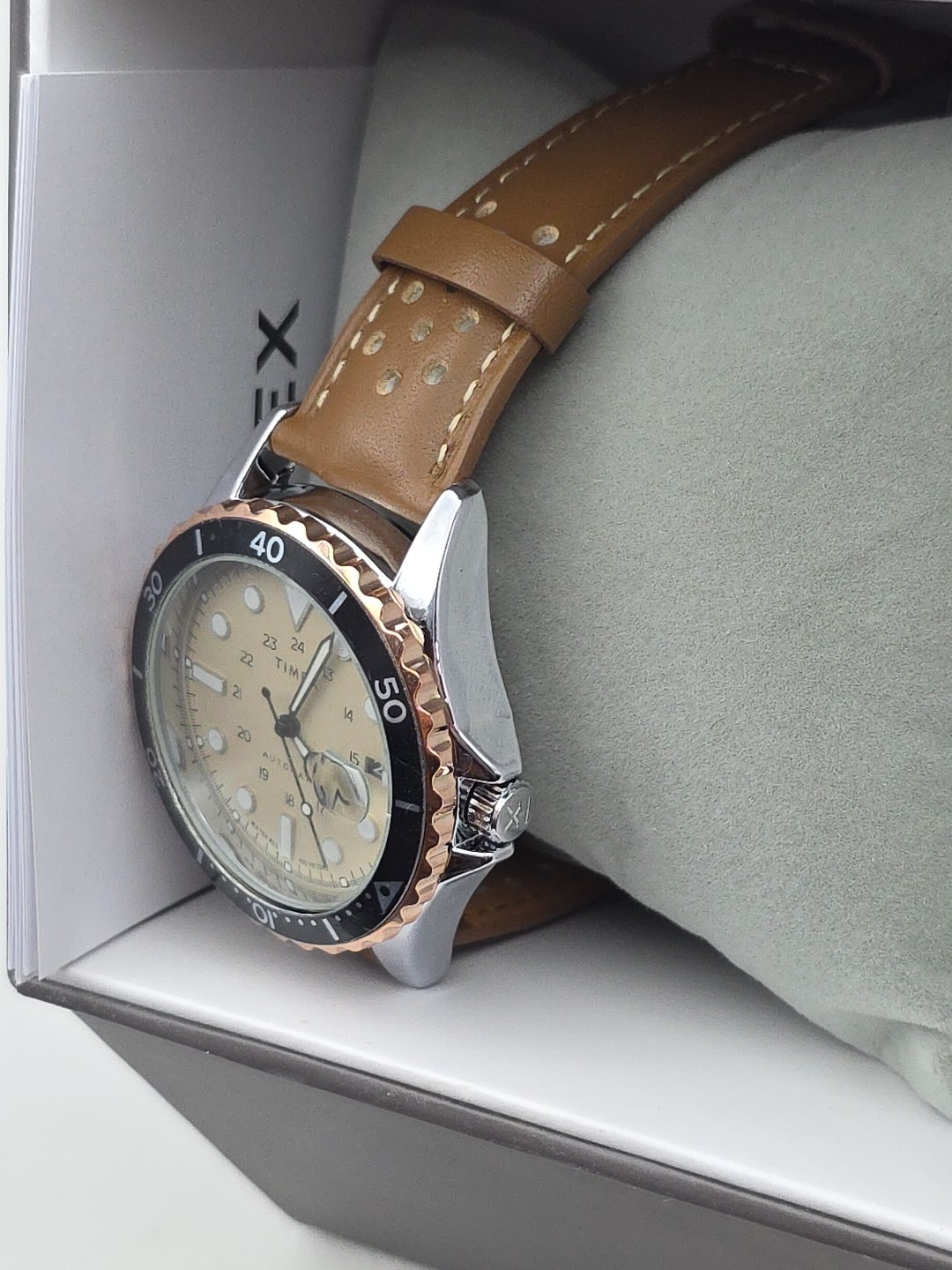 Timex watch Automatic The Navy XL Collection Brown Strap In Box And Manual