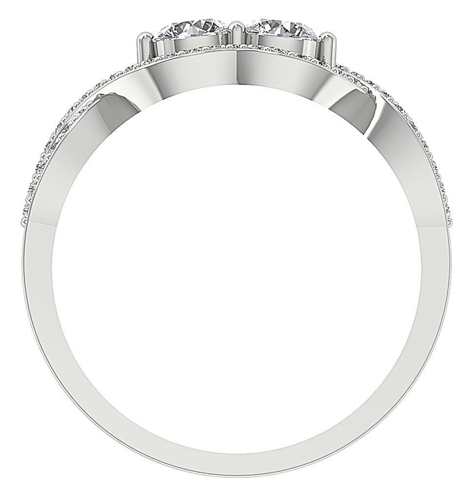 Forever Us Two Stone Solitaire Ring VS F 0.85 Ct Lab Grown Diamond 14K Rose Gold