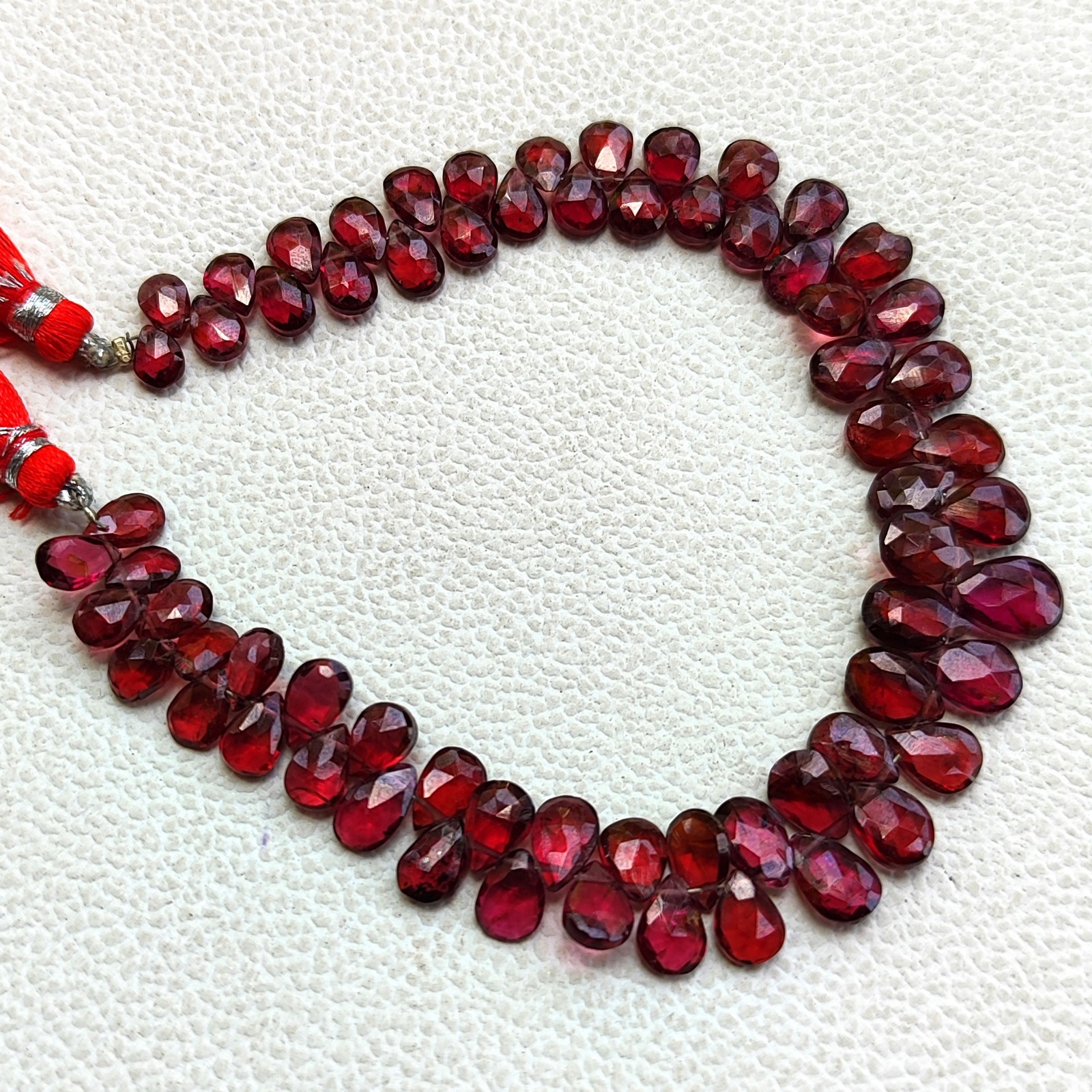 Mozambique Garnet Faceted Pear Gems Briolette Beads 7×5-8×6 mm Size 8″ Strand