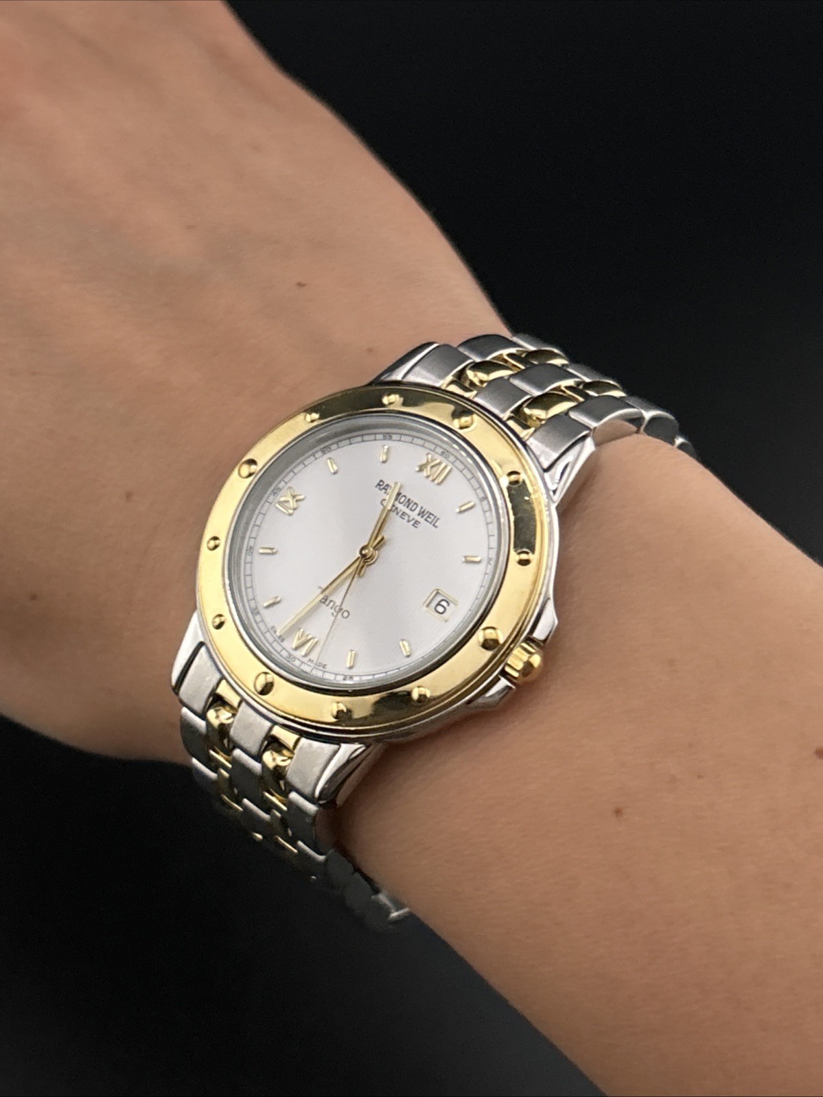 Raymond Weil Tango Collection 5560 Two-Tone Men’s Watch Sapphire Crystal 36mm