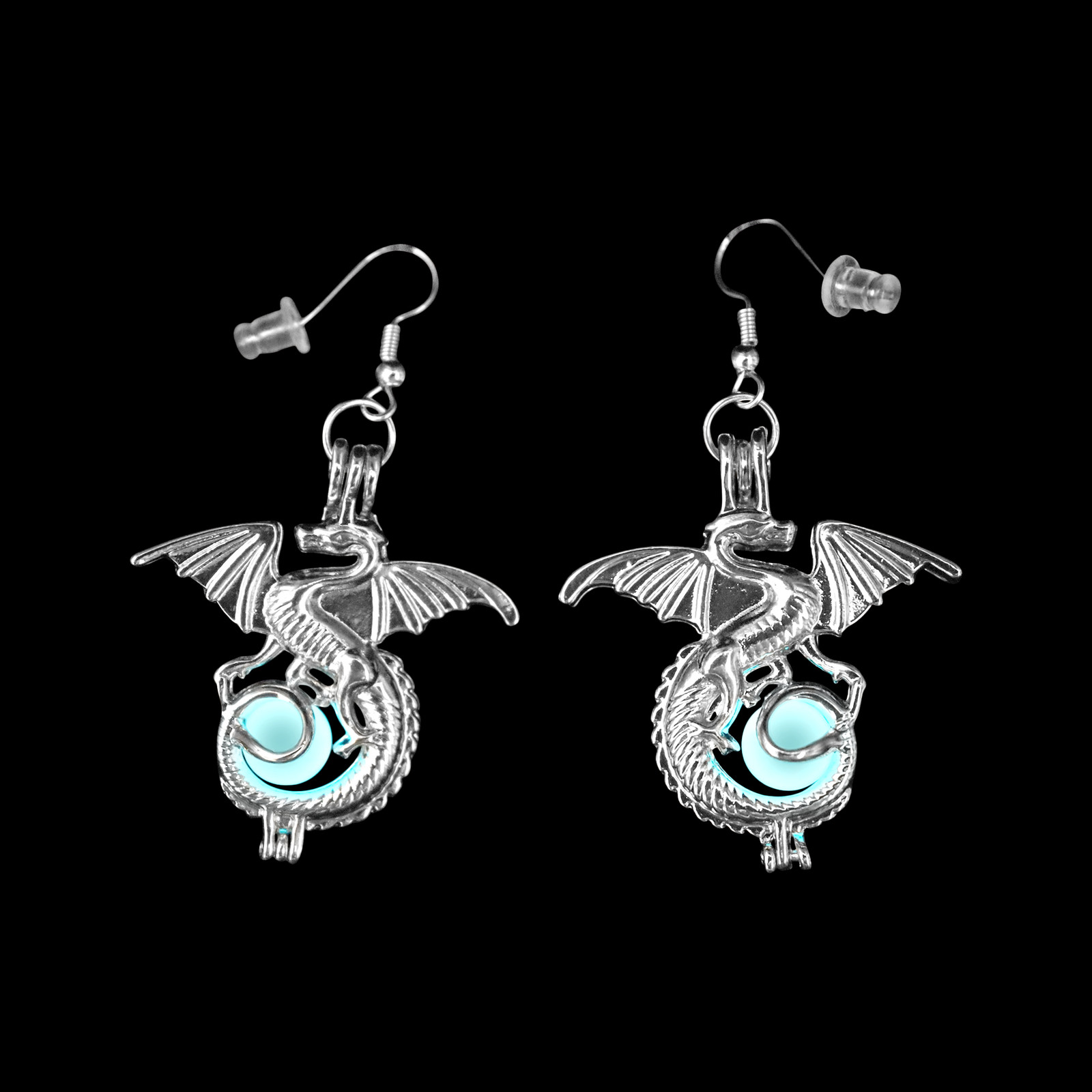 AlterImage Fiery Winged Dragon Earrings Set Glow In The Dark 3 Luminous Jewelry