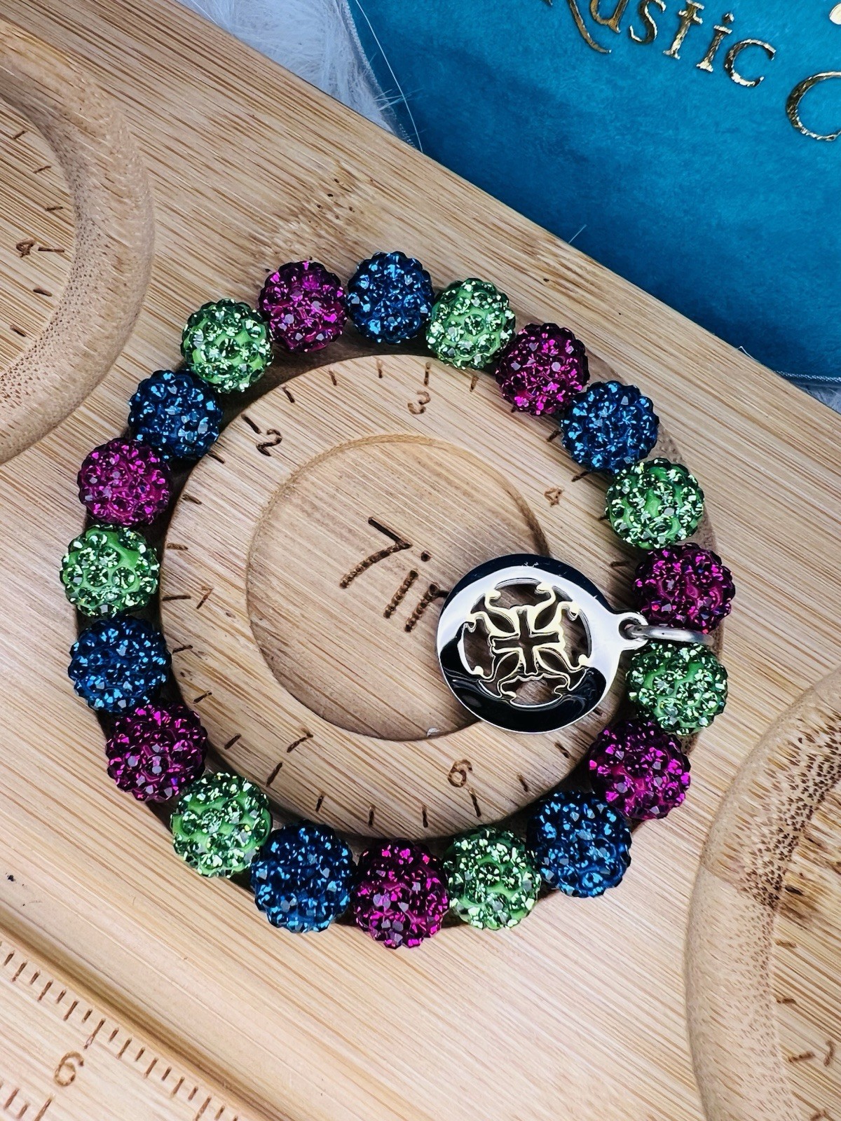 Rustic Charm Bella Cuff Shamballa Bracelet Vibrant Multicolor New Sophisticated