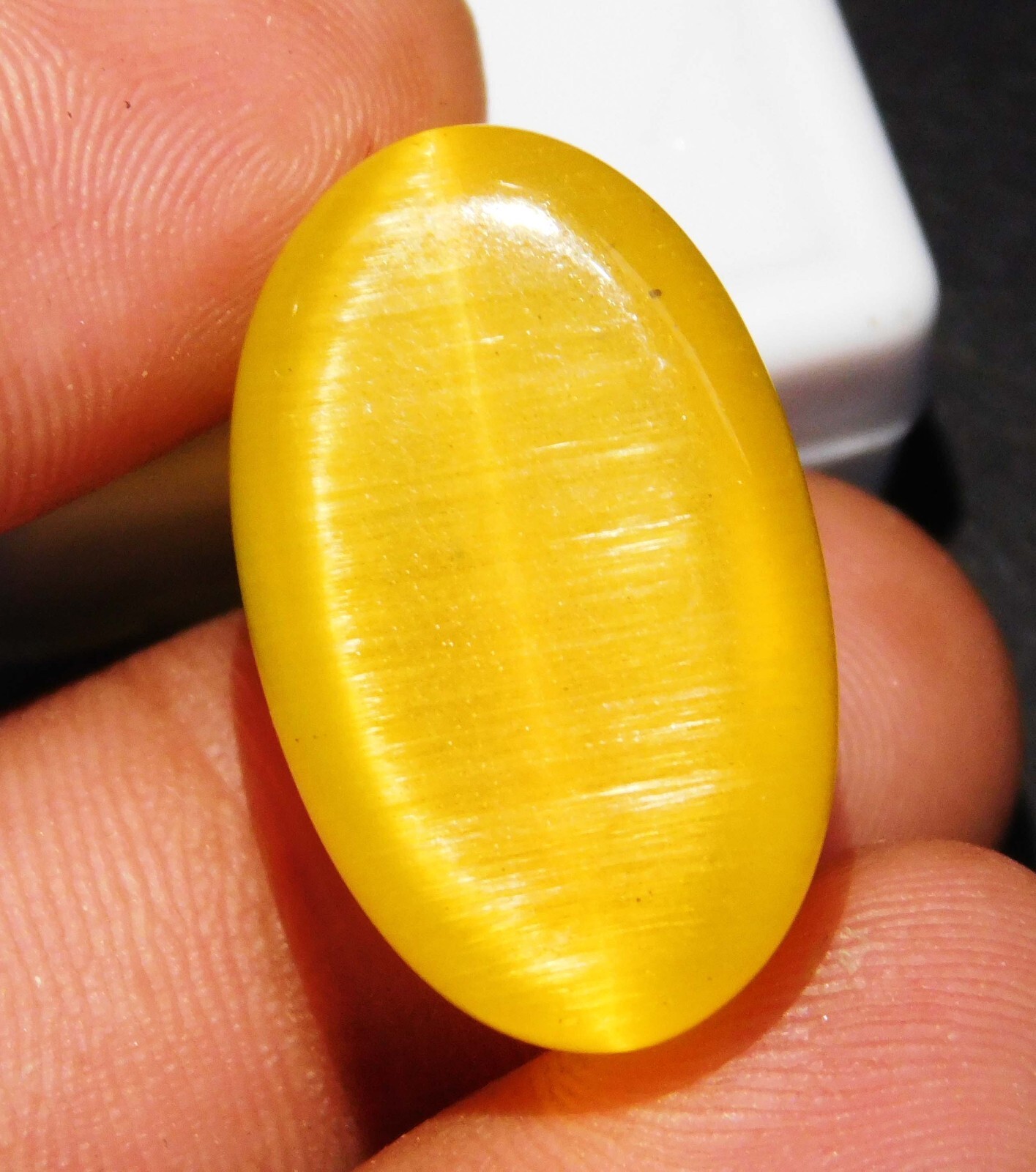 43.55 Ct Natural Chrysoberyl Yellow Cats Eye Oval Cabochon Loose Gemstone