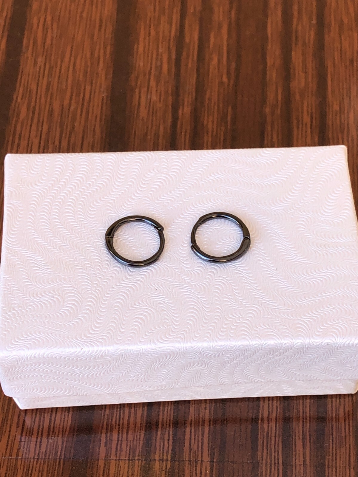 Plain Black Huggie Hoop Earrings Sterling Silver 925 10.8mm/9mmx0.9mm VERY SMALL