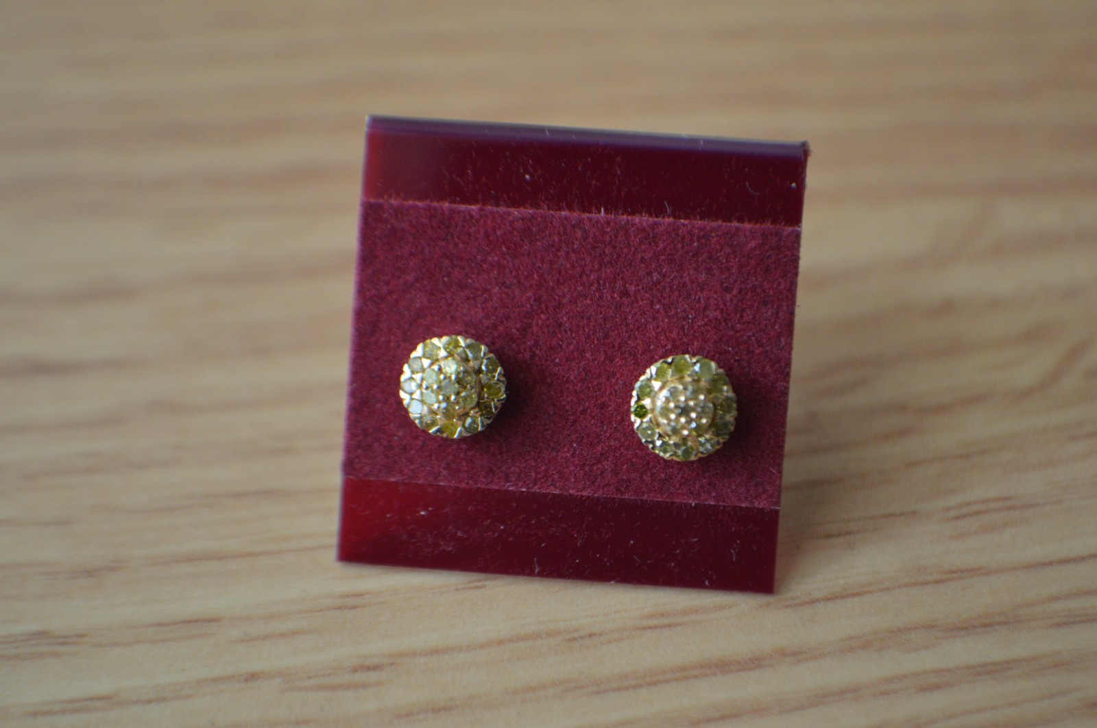 0.23ct Natural Yellow Diamond Earrings 18K Yellow Gold Plated over Fine Silver