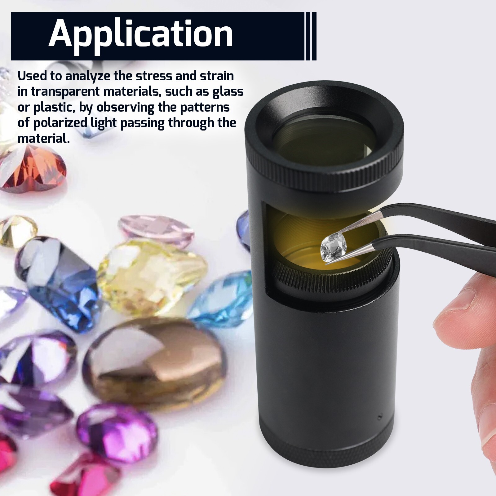 Handheld LED Polariscope 28mm Double Lens Loupe Magnifier for Jewelers & Gems