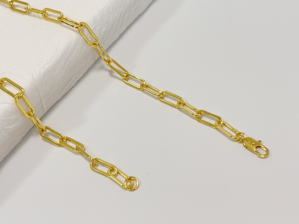 18k Yellow Gold 7mm Paperclip Chain Dainty Link Necklace Womens Mens 22″- 28″