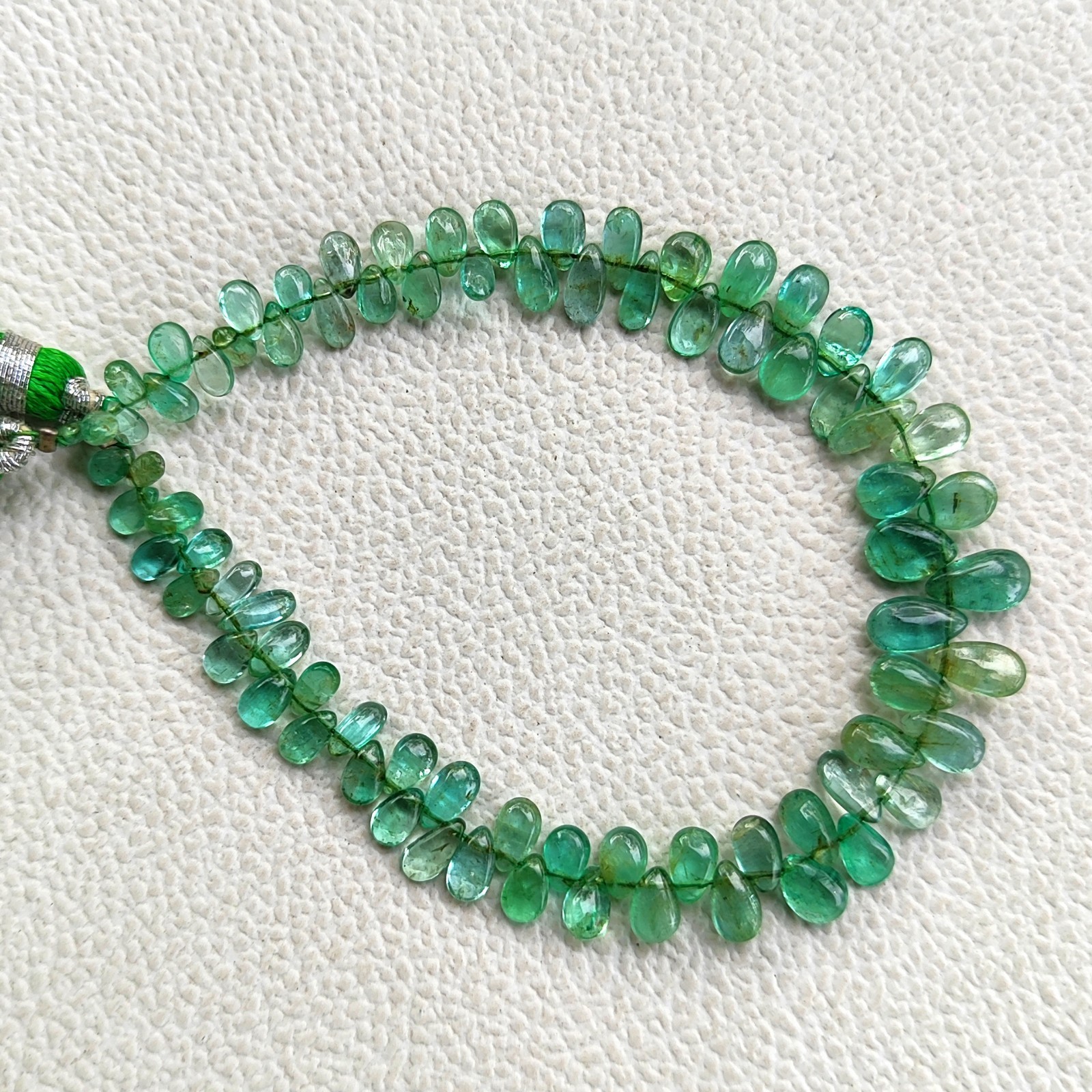 Madagascar Green Apatite Gems 5×3-7x5mm Smooth Pear Beads 7″ Jewelry Strand