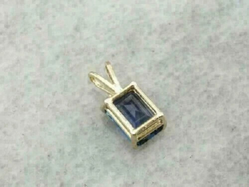 1.89 Ct Emerald Cut Blue sapphire Pendant Wedding Pendant 14k Solid Yellow Gold