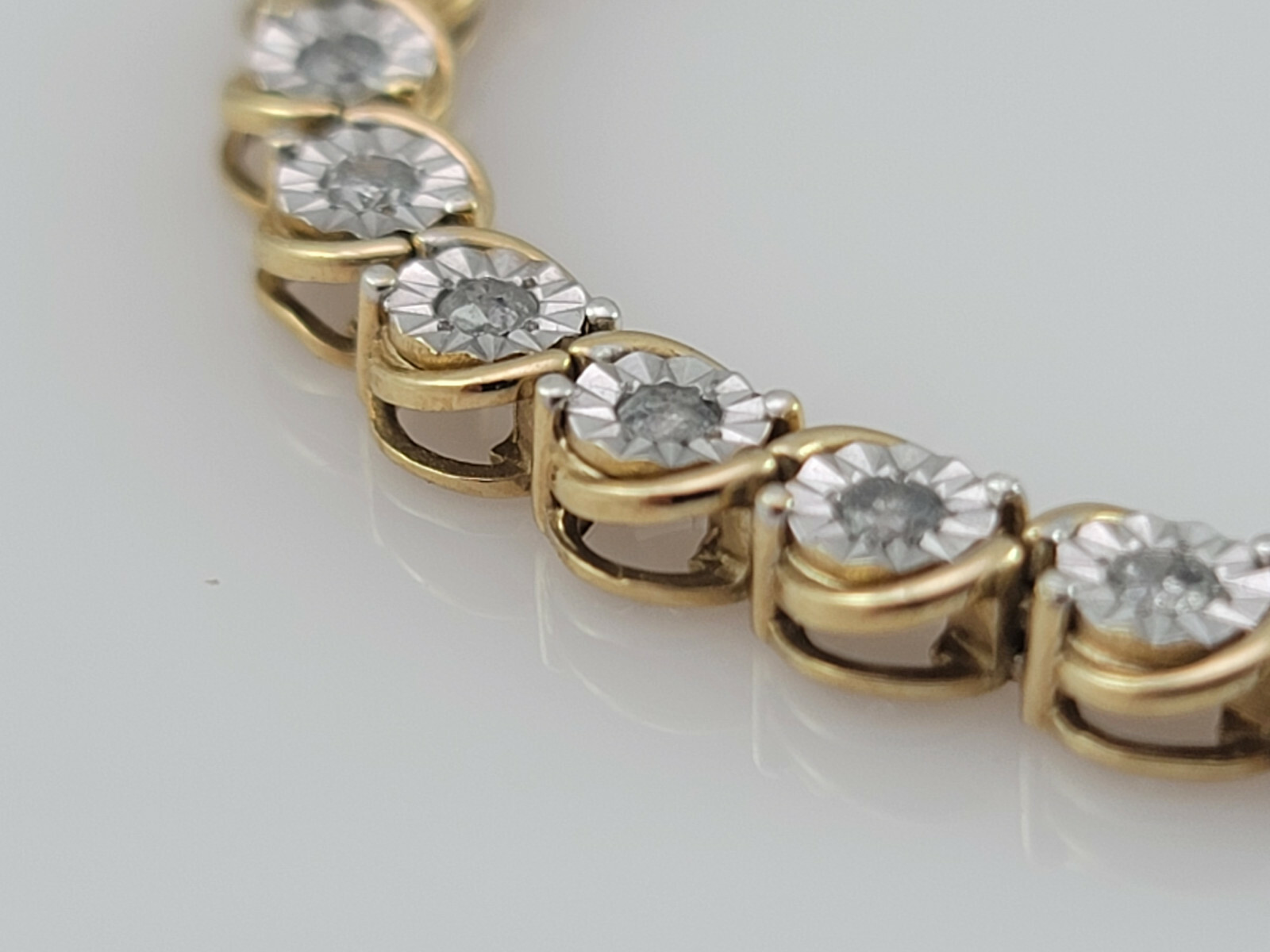 Signed “925 SK9″ 22K Gold Plated, Diamond Tennis Bracelet 7” 5mm, 9.6 grams
