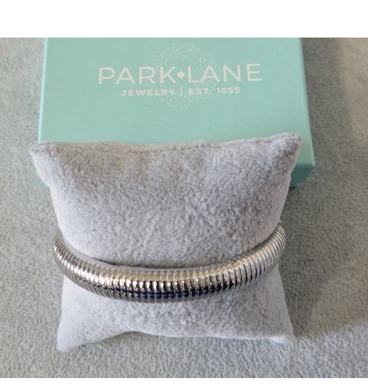 Park Lane Silver Tone Snake Chain Zipper-Style Bangle Bracelet Slip-On