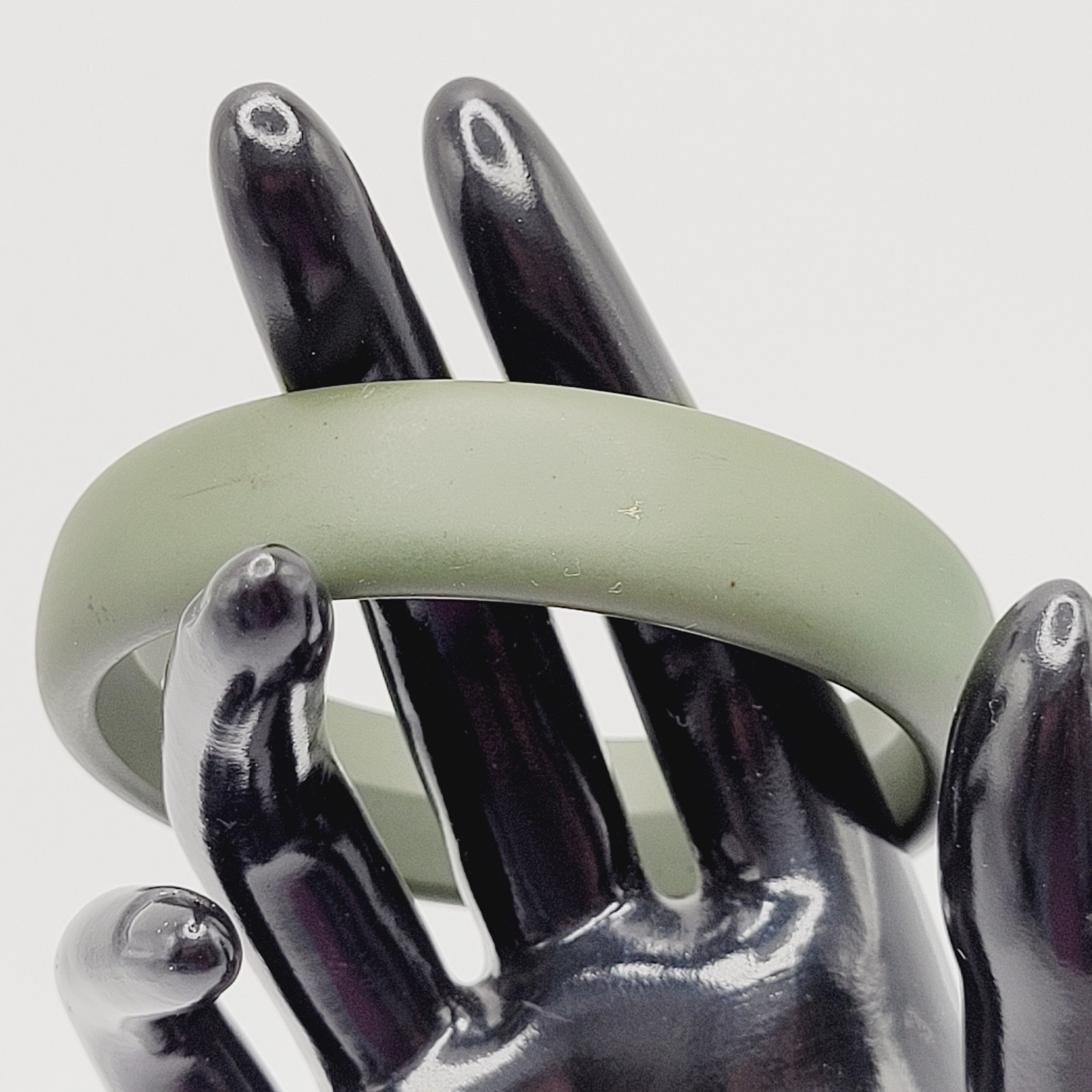 Olive Moss Army Green Color Smooth Matte Resin Fall Color Bangle Bracelet 8 Inch