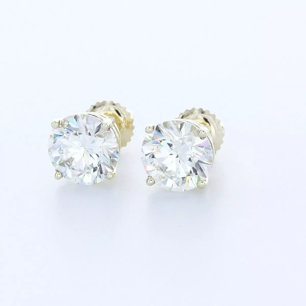 Stud Earrings Solid 14K White Gold Classic 5.99 CT Round Natural Diamond G SI1