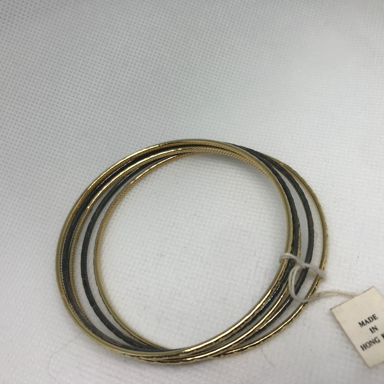 Lot of 5 Vintage Silver/Gold/Copper Tone 7″ Bracelet Bangle Diamond Cut NOS NOI