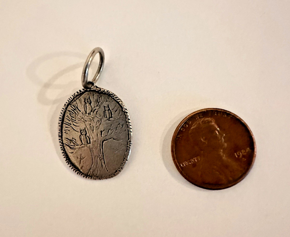 Jes MaHarry Sterling Grow Strong & Wise Silver Charm Pendant Owls Tree Sundance