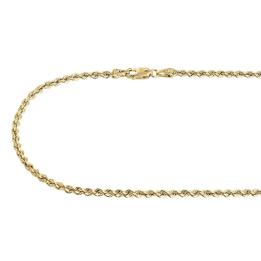 10K Yellow Gold Mens or Ladies Hollow Rope Chain Necklace 2 MM 16″ – 30″ Inches