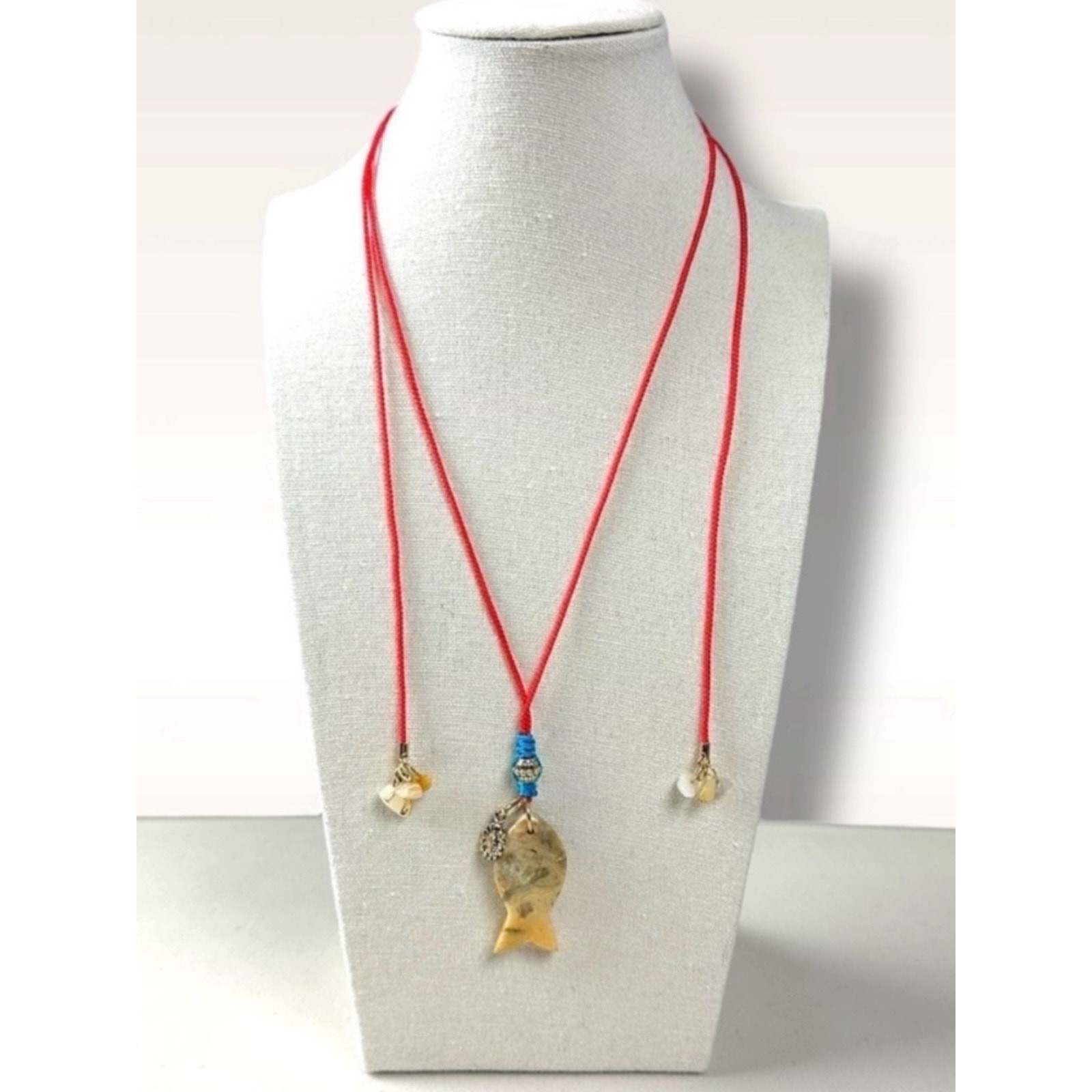 Free People Bohemian Beachy Artsy Odele Pendant Necklace in Fish NWT