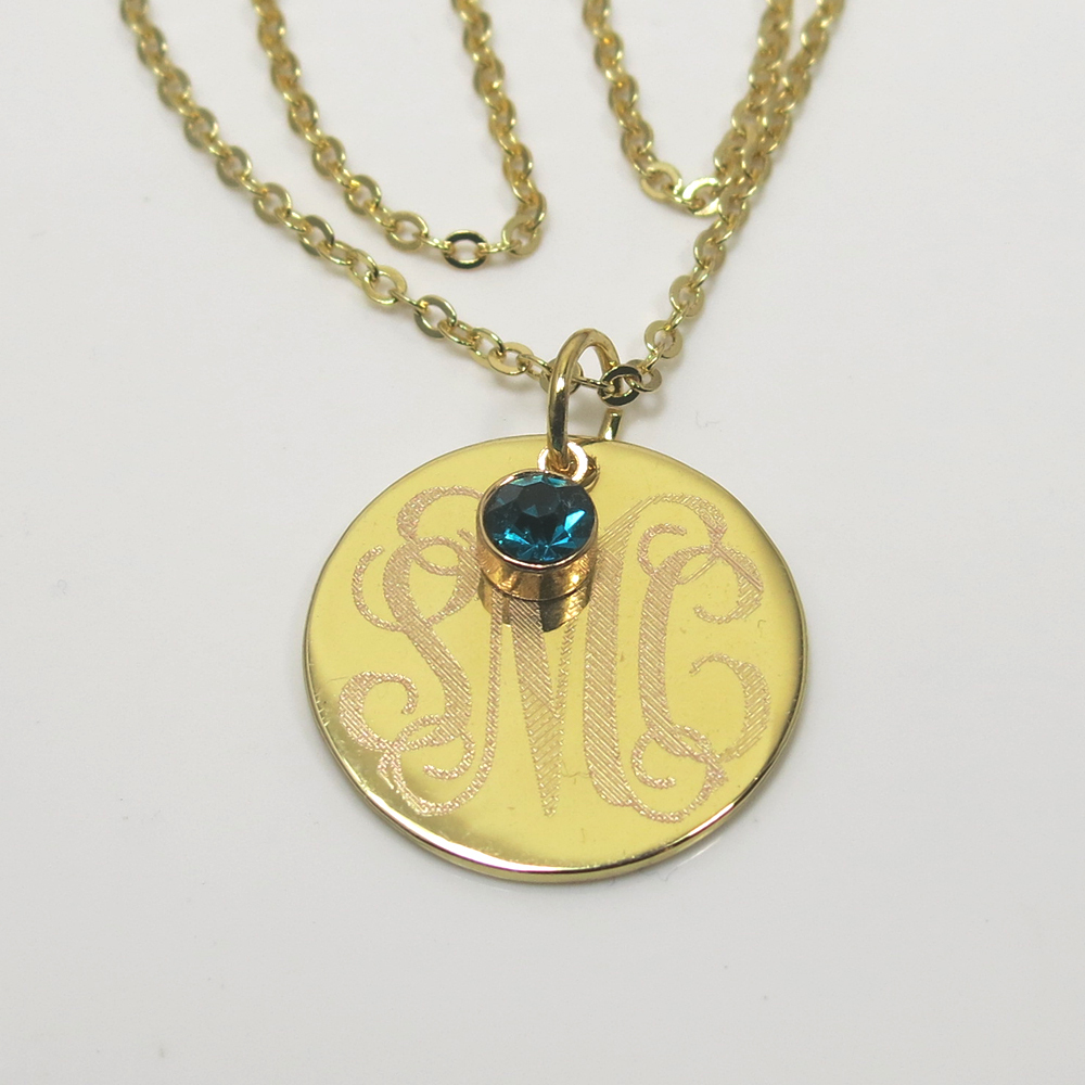 Custom Monogram Circle Necklace – Personalized Pendant in 18K Gold or Silver Gif