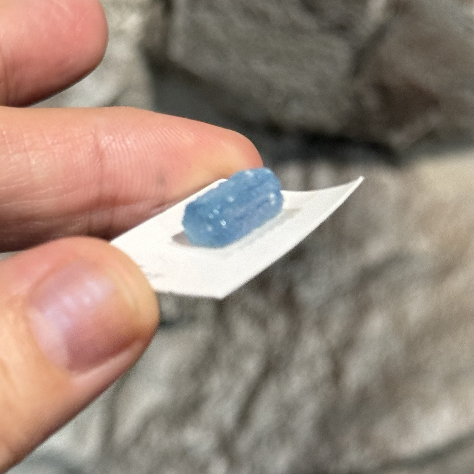 4.6ct 11.7×7.6mm Rough Intense Blue Aquamarine Resin Coated Gemstone