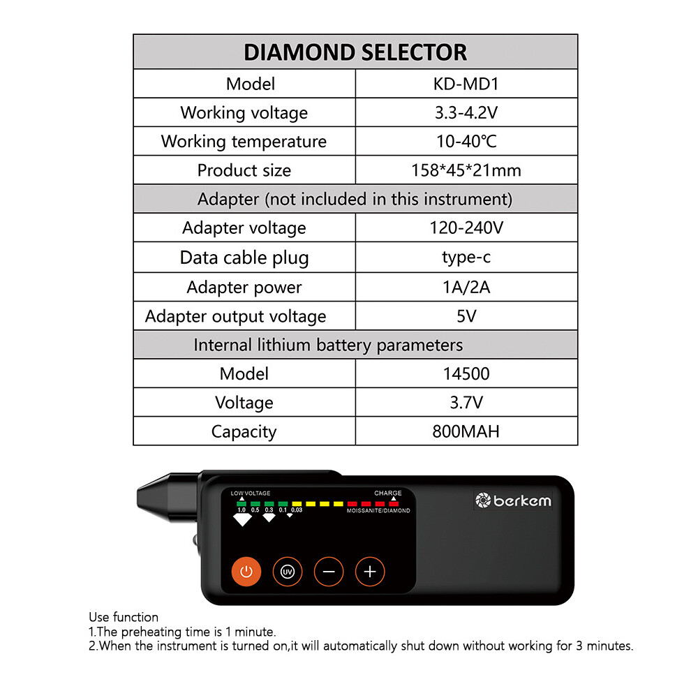 Rechargeable Diamond Tester Pen, Professional High Accuracy Jewelry Black pdXR