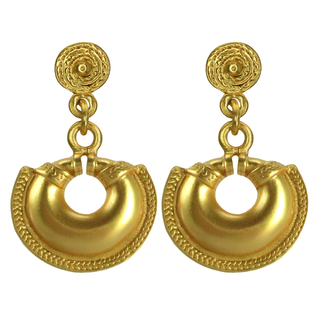 24k GP Pre-Columbian Small Quimbaya Nose Ring Dangle Earrings| Across The Puddle