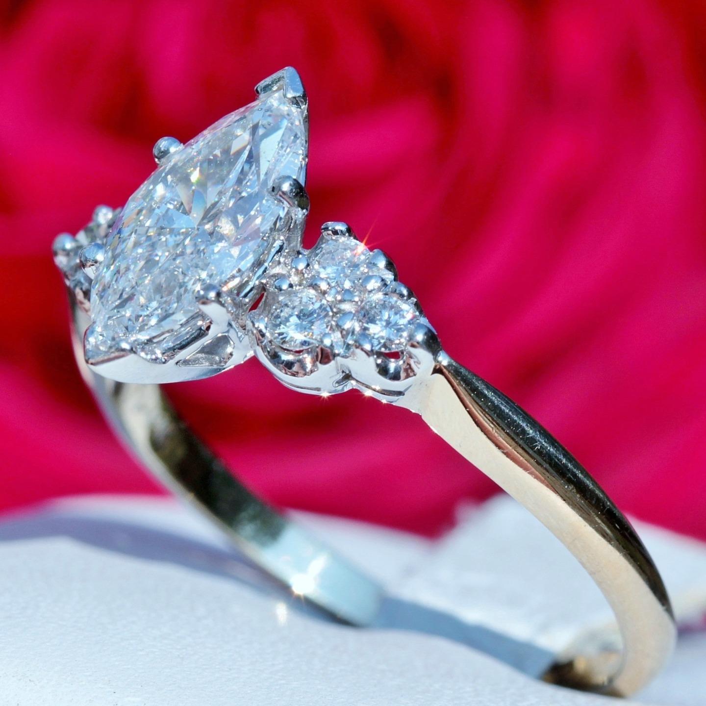 14k yellow gold 1.24ct natural diamond engagement ring sz 8.75 vintage 3.0g C-48