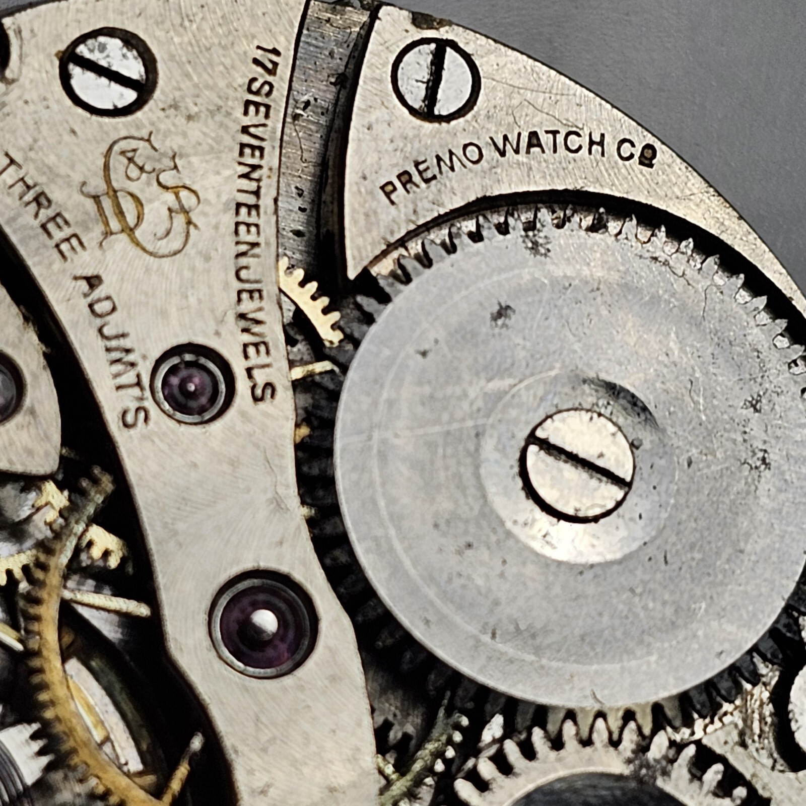 1912 Dietrich Gruen & Sons Premo 8s 17 Jewel Mechanical Pocket Watch Movement