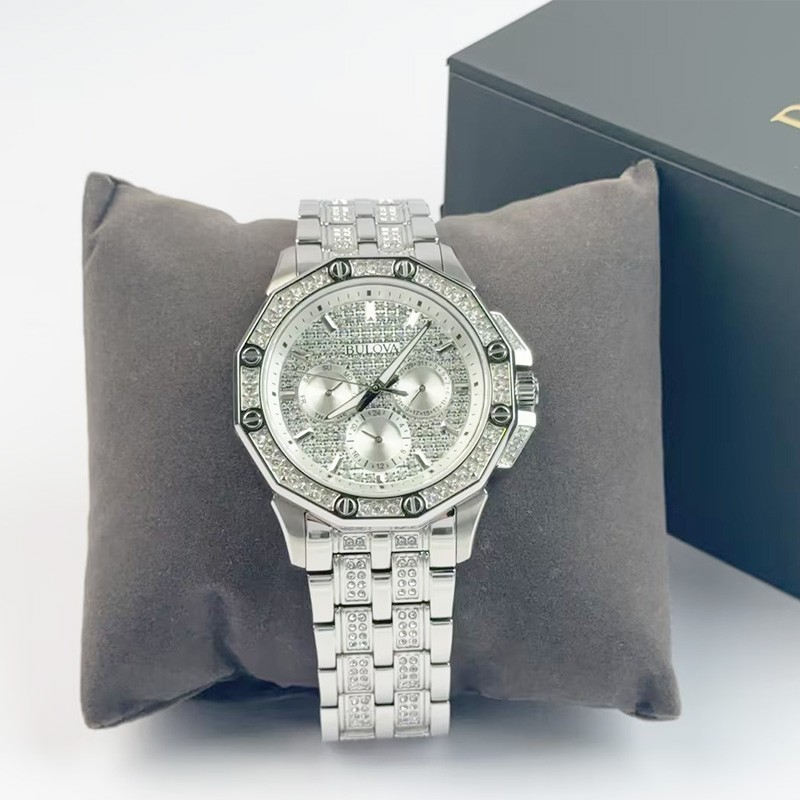 Bulova Octava Crystal 96C134 Silver Dial Stainless Steel Men’s Quartz Watch