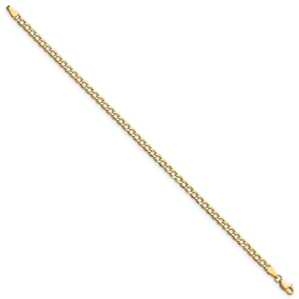 10k Yellow Gold 3.35mm Semi-Solid Curb Link Chain Bracelet 9″ for Women