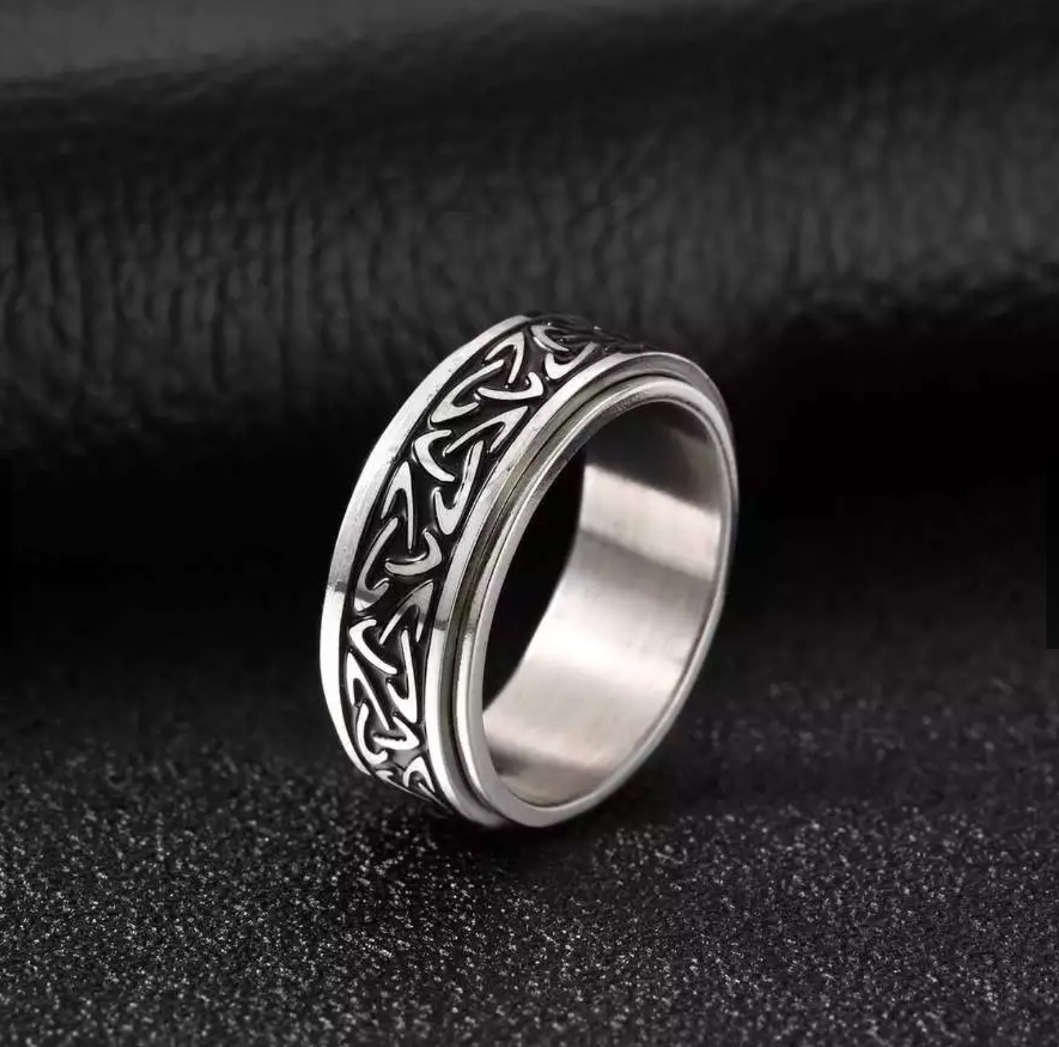 8mm Men’s or Ladies Stainless Steel Ring Vintage Punk Celtic Knot Waves wedding