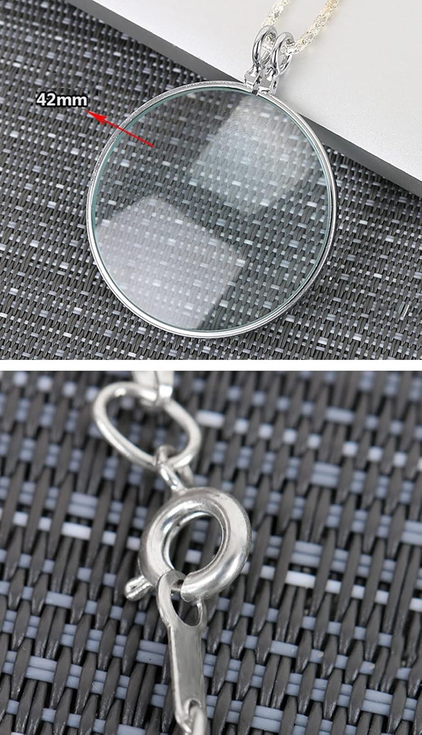 Magnifying Glass Necklace Monocle 5X Necklace With 1.6 Inch Glass 35.4 Inch Gold