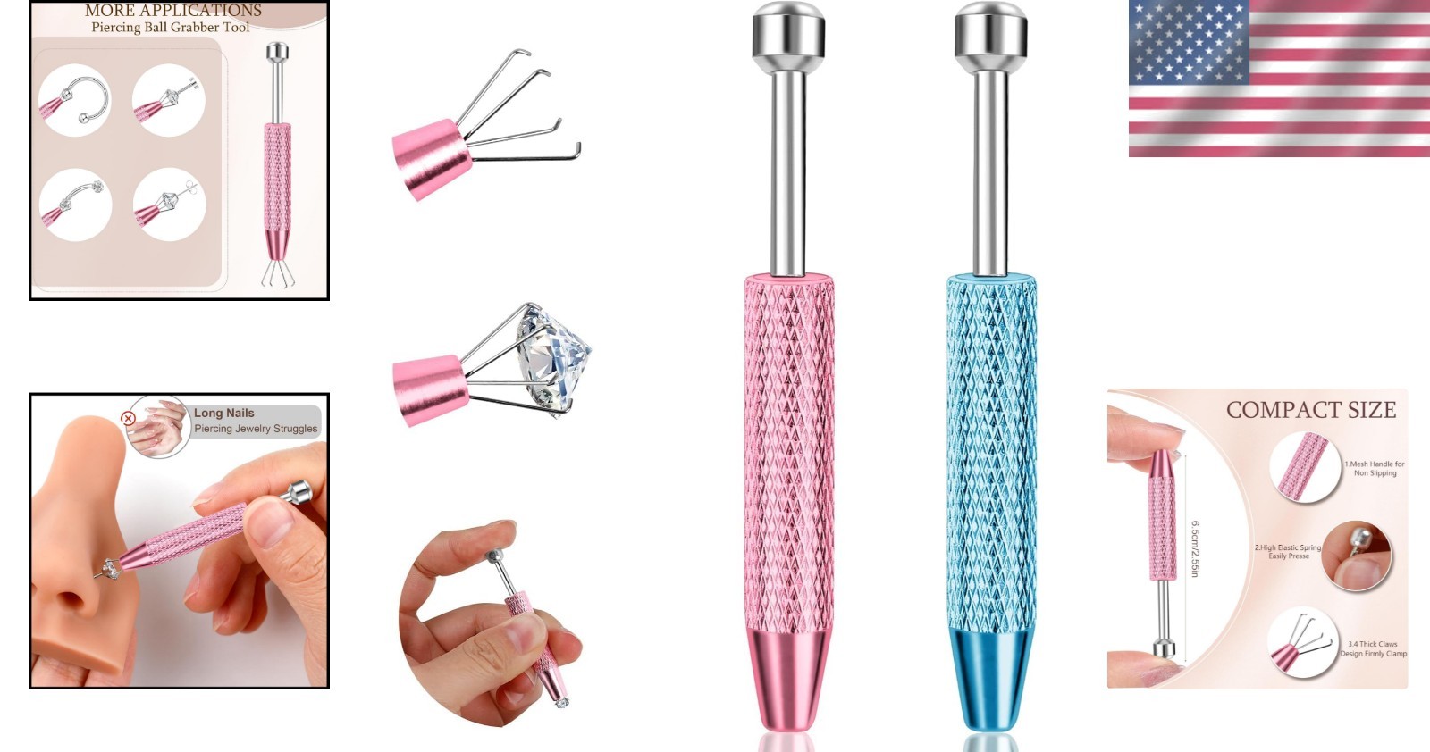 Multi-Use Piercing Grabber Tool – 2 Pcs Stainless Steel for Precision Jewelry