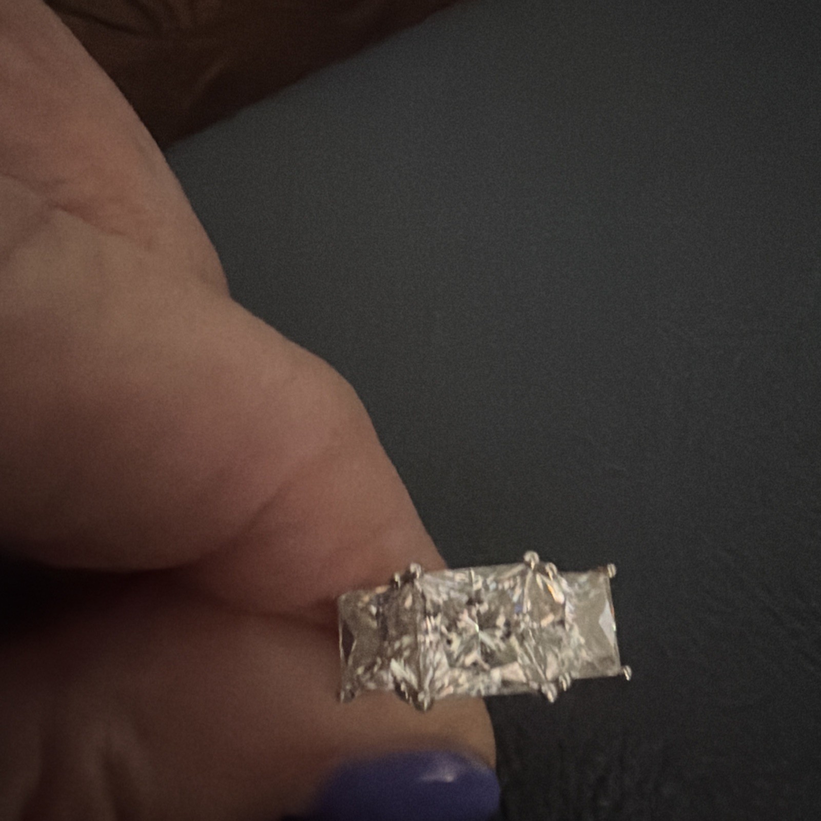 Three-Stone 2.0 CTW Moissanite Princess Cut Wedding Ring 14K Yellow Gold Plated