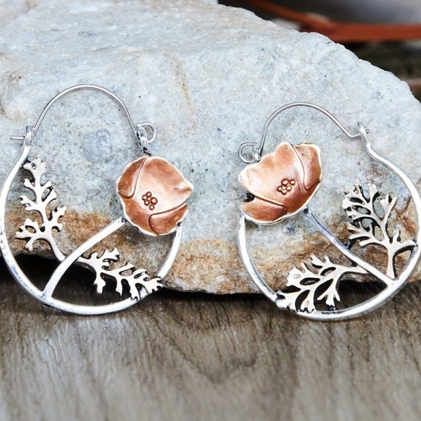 Leaf Flower Earrings Vintage Women’s Hollowed Out Handmade Earrings