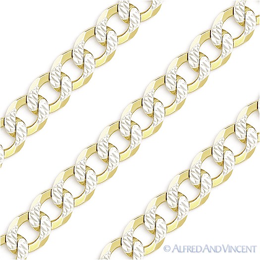 6.9mm Cuban Pave Link .925 Sterling Silver 14k Yellow Gold-Plated Chain Necklace