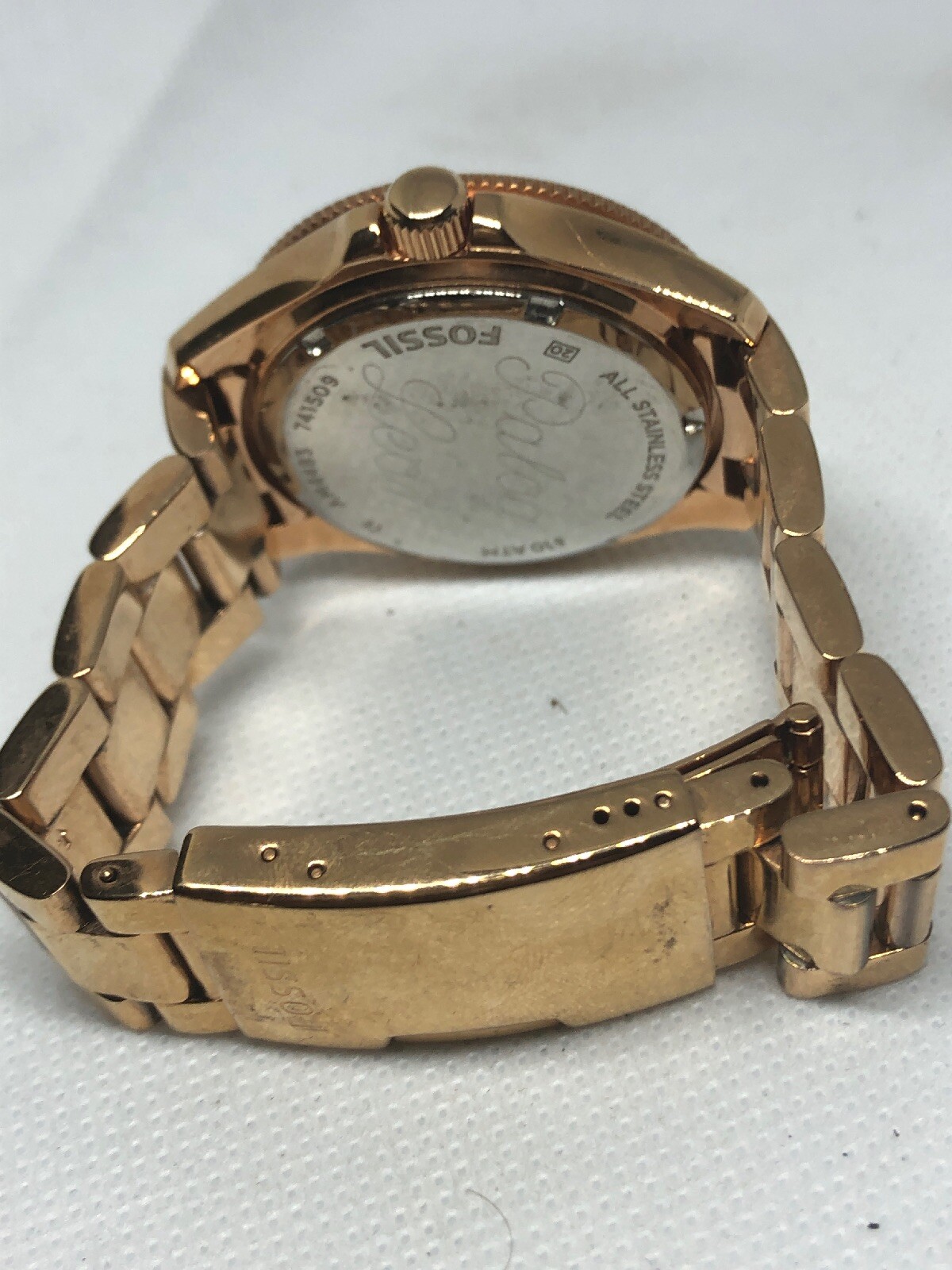 Fossil AM4483 Women’s Stainless Steel Analog Rose Gold Dial Genuine Watch HG49
