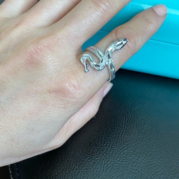 925 Sterling Silver Diamond Cut Snake Ring Any / All Size